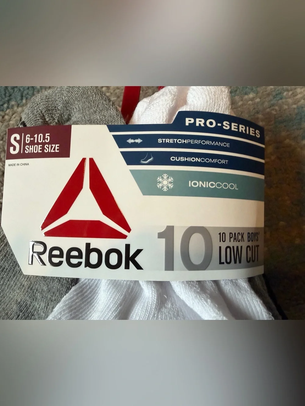 Reebok Low-Cut Athletic Socks 10-Pack - Gray & White